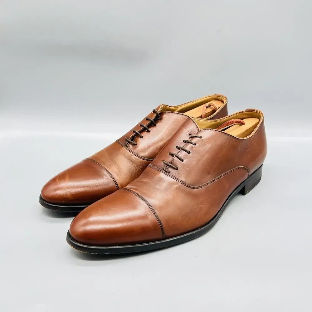 To Boot New York Shoes Mens 10.5 Brown Leather Adam Derrick Cap Toe Oxford Dress